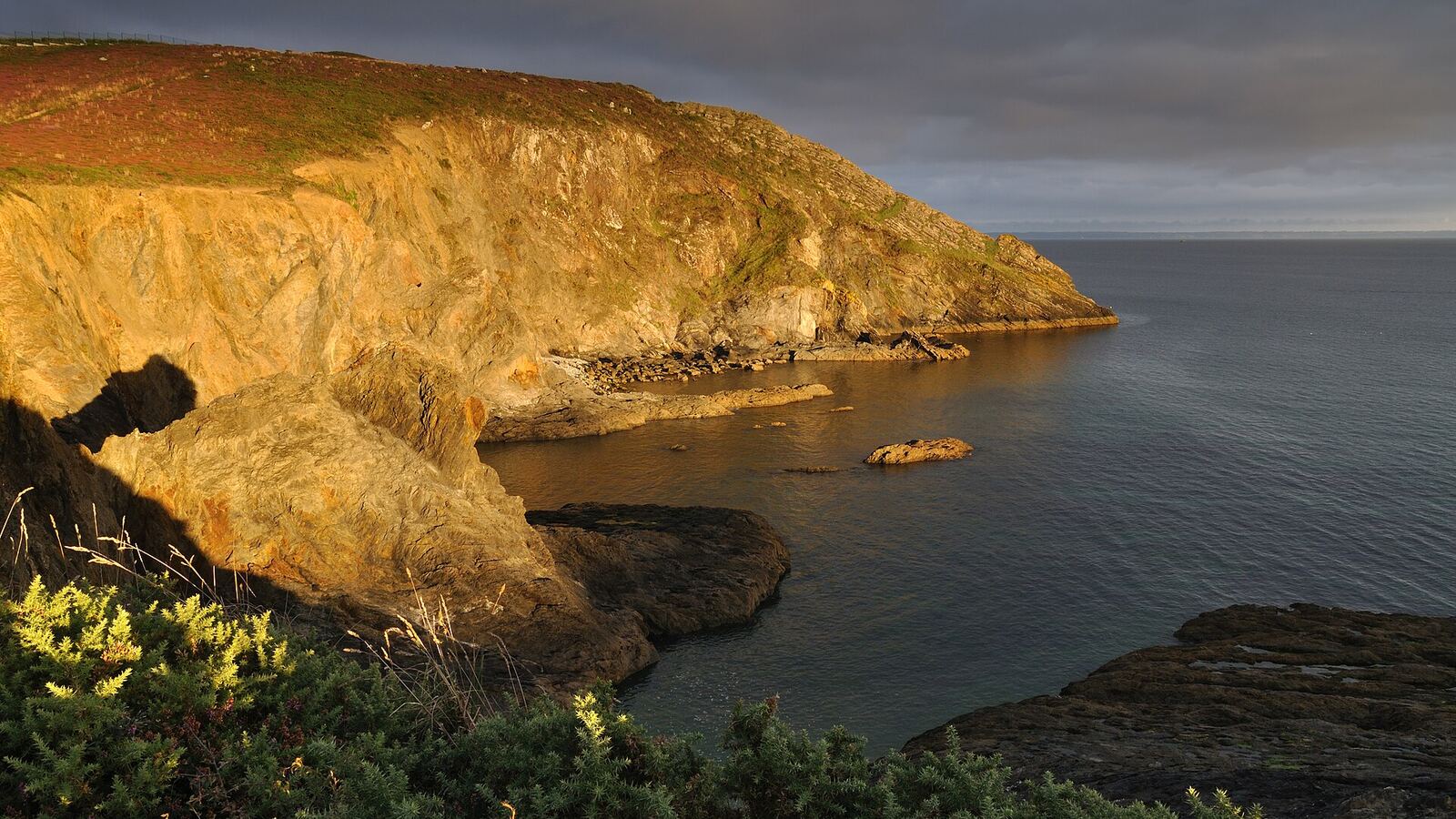 Cliffs of the Crozon Peninsula in golden evening light