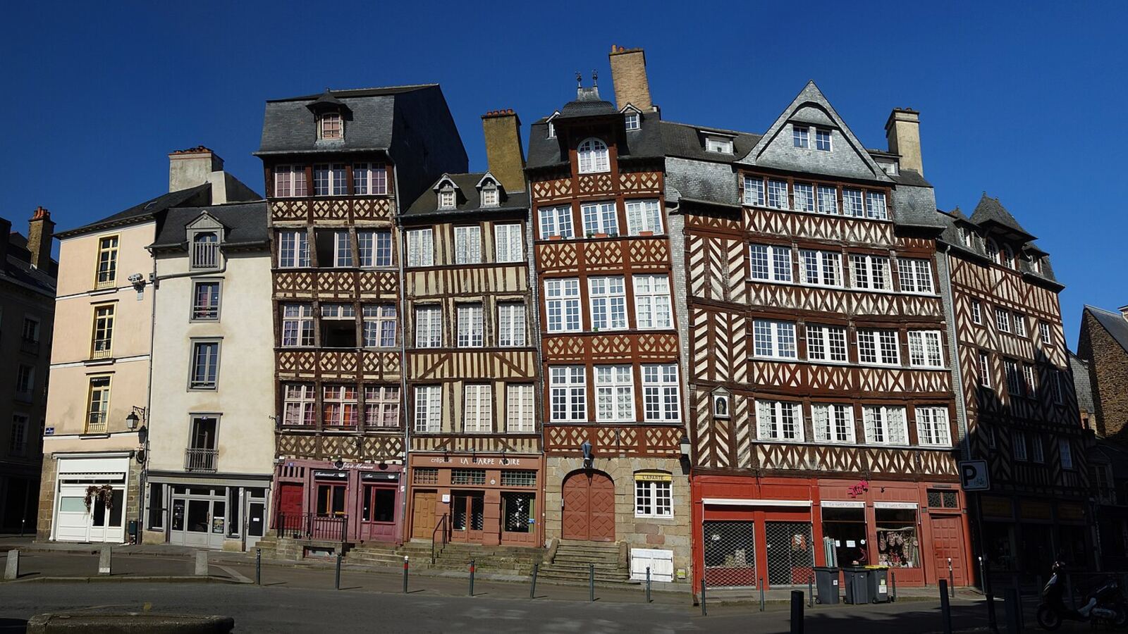 Half-timbered houses on Place du Champ-Jacquet in Rennes